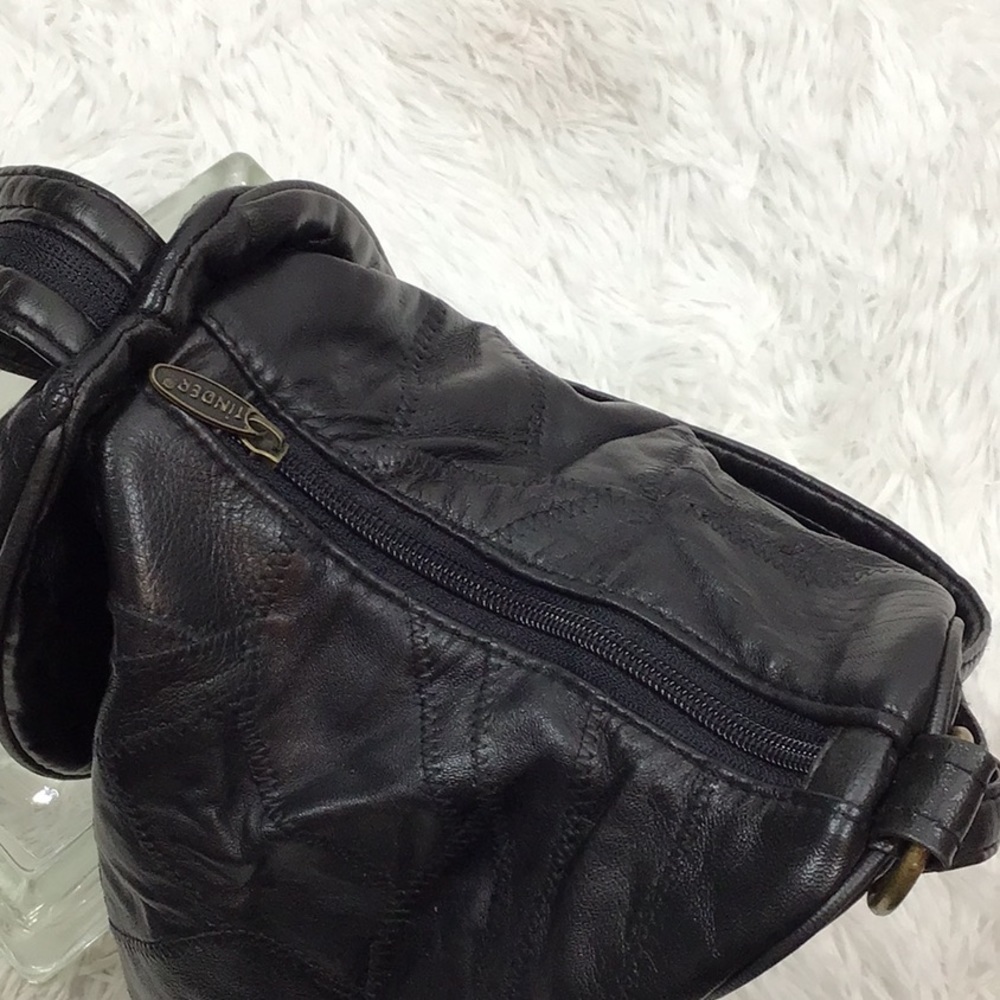 Patchwork black leather convertible backpack - image 12